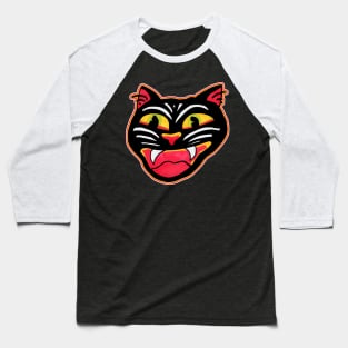 Vintage Cat Halloween Art Design Baseball T-Shirt